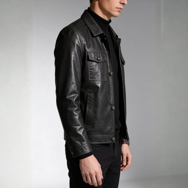 Dario Genuine Leather Jacket – Soft Structured Casual Outerwear