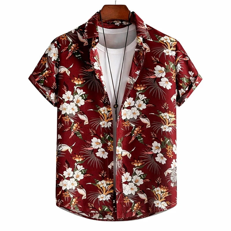 Randy Tropical Floral Button-Up Shirt – Lightweight Summer Shirt
