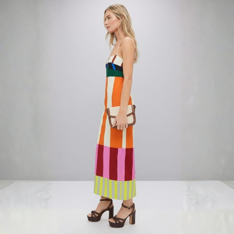 Junifer Multicolor Paloma Dress – Elegant Vibrant Maxi Dress