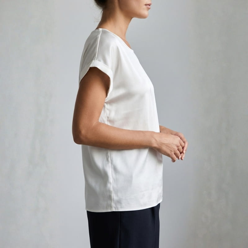Elara Satin - Elegant V-Neck Blouse