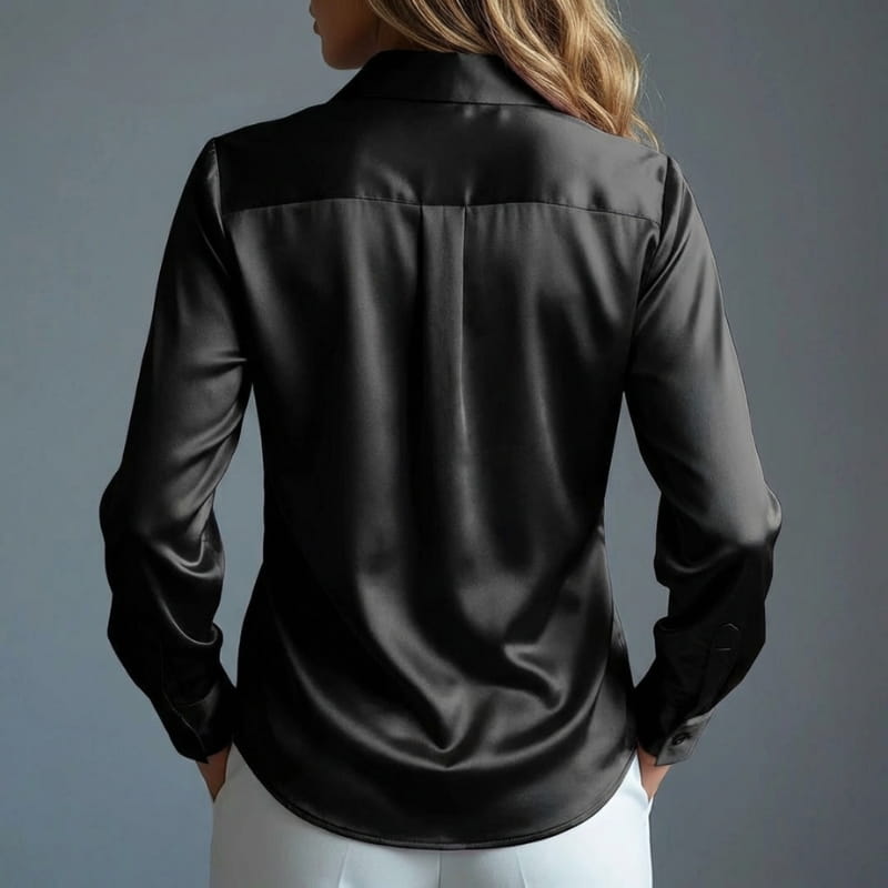 Malika Luxe Satin Silk Button Shirt – Soft Draped Workwear Shirt