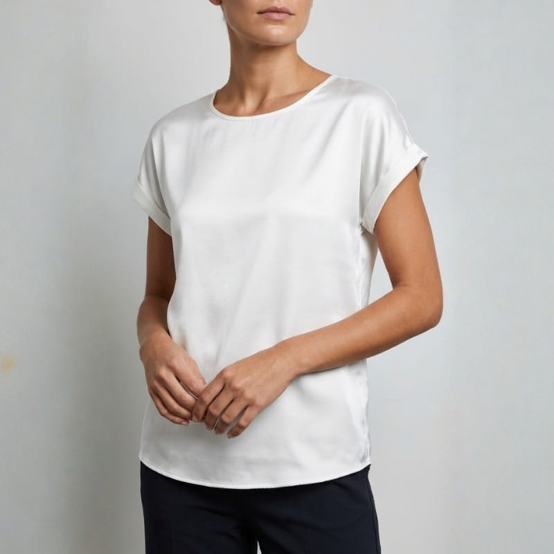 Elara Satin - Elegant V-Neck Blouse