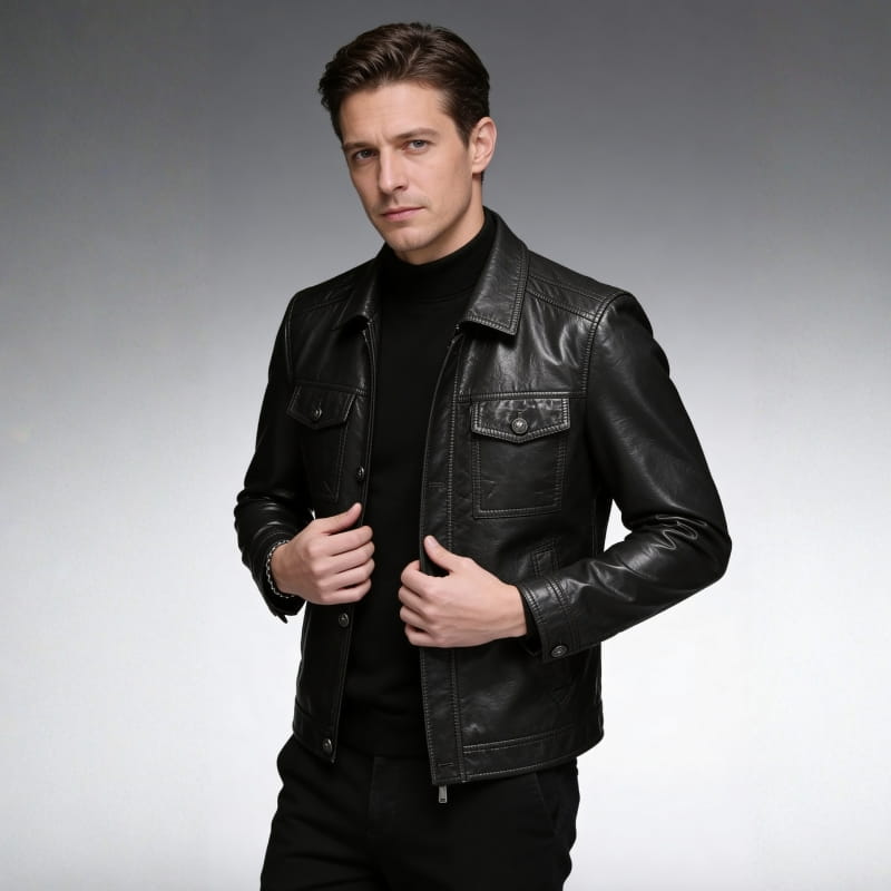 Dario Genuine Leather Jacket – Soft Structured Casual Outerwear