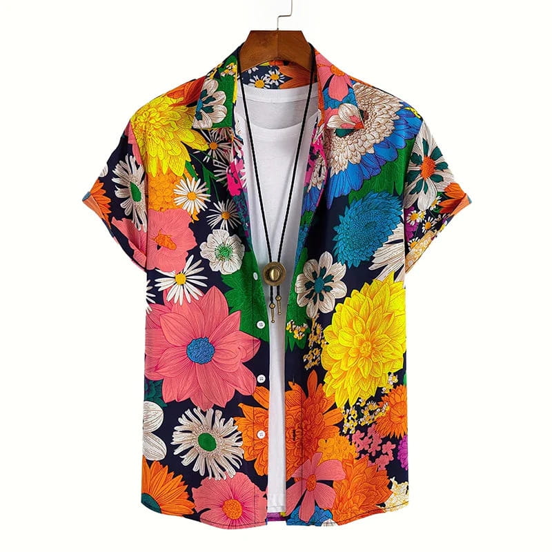 Randy Tropical Floral Button-Up Shirt – Lightweight Summer Shirt