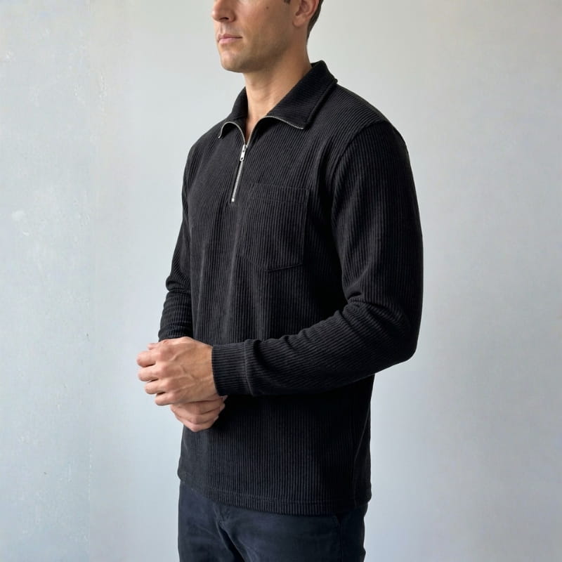 Lucien Corduroy Quarter Zip Polo Shirt – Soft Premium Layering Top