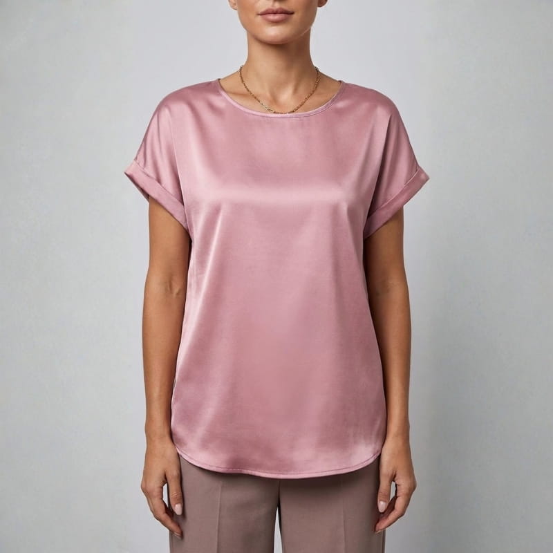 Elara Satin - Elegant V-Neck Blouse