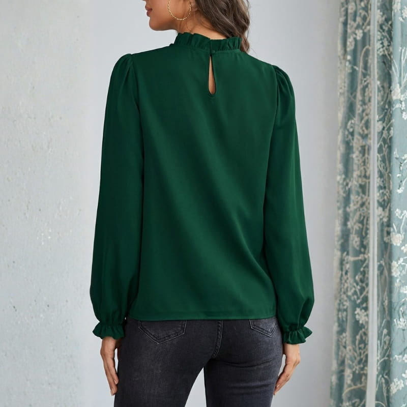 Katarina Ruffle Collar Blouse – Puff Sleeve Top
