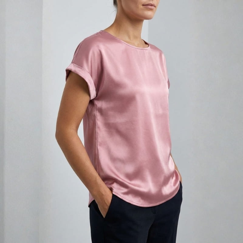 Elara Satin - Elegant V-Neck Blouse