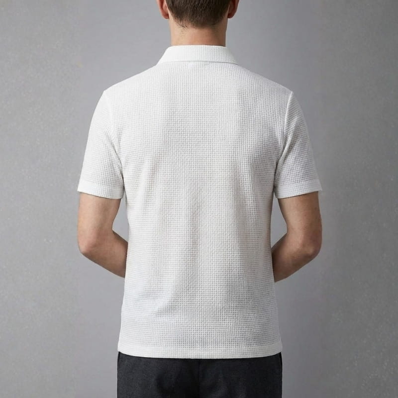 Steven Modern Performance Textured Polo – Breathable Stretch Comfort Shirt