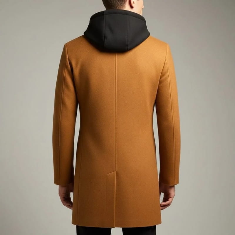 Loreno Men’s Hooded Wool Coat – Premium Textured Winter Outerwear