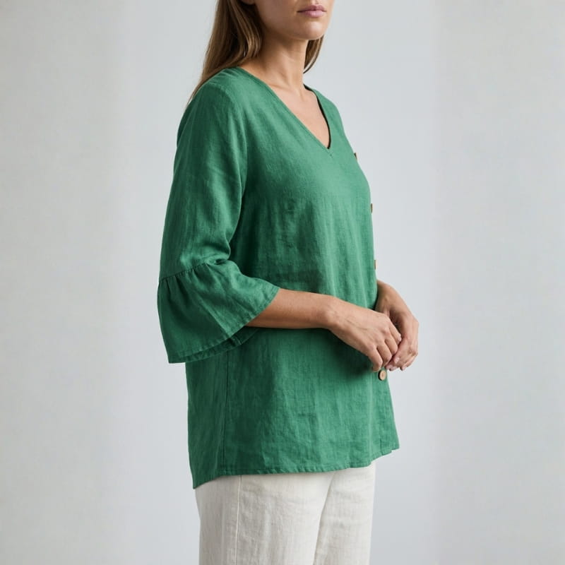 Carisa Linen Button Blouse – Lightweight Breathable Everyday Top