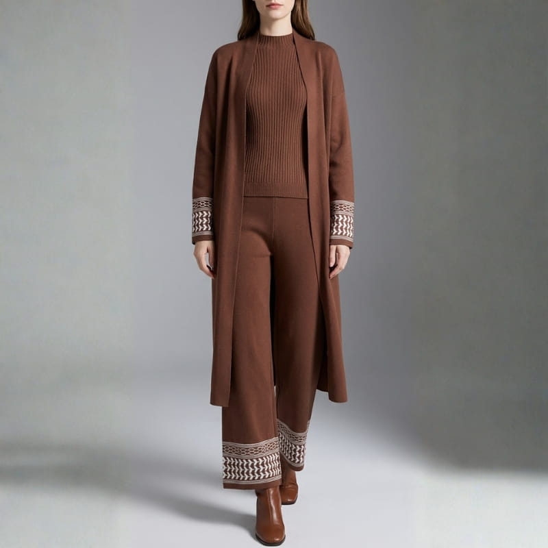 Giuliana Women's 3 Piece Lounge Set – Soft Viscose Wide Leg Pants Cardigan and Top