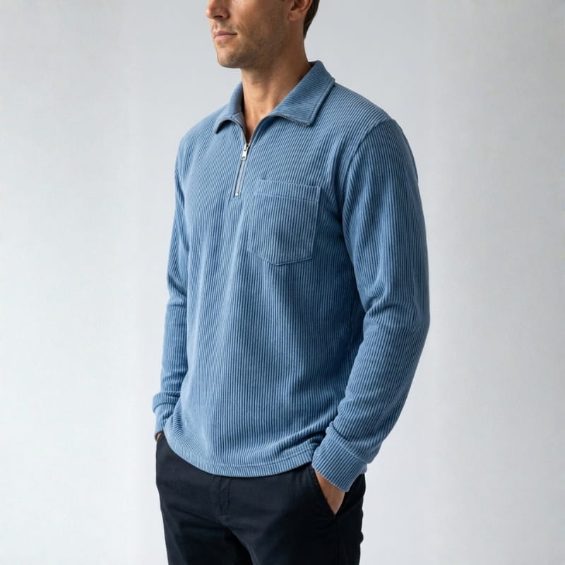Lucien Corduroy Quarter Zip Polo Shirt – Soft Premium Layering Top