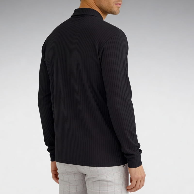 Martiano Ribbed Knit Polo Shirt – Soft Stretch Tailored Casual Pullover