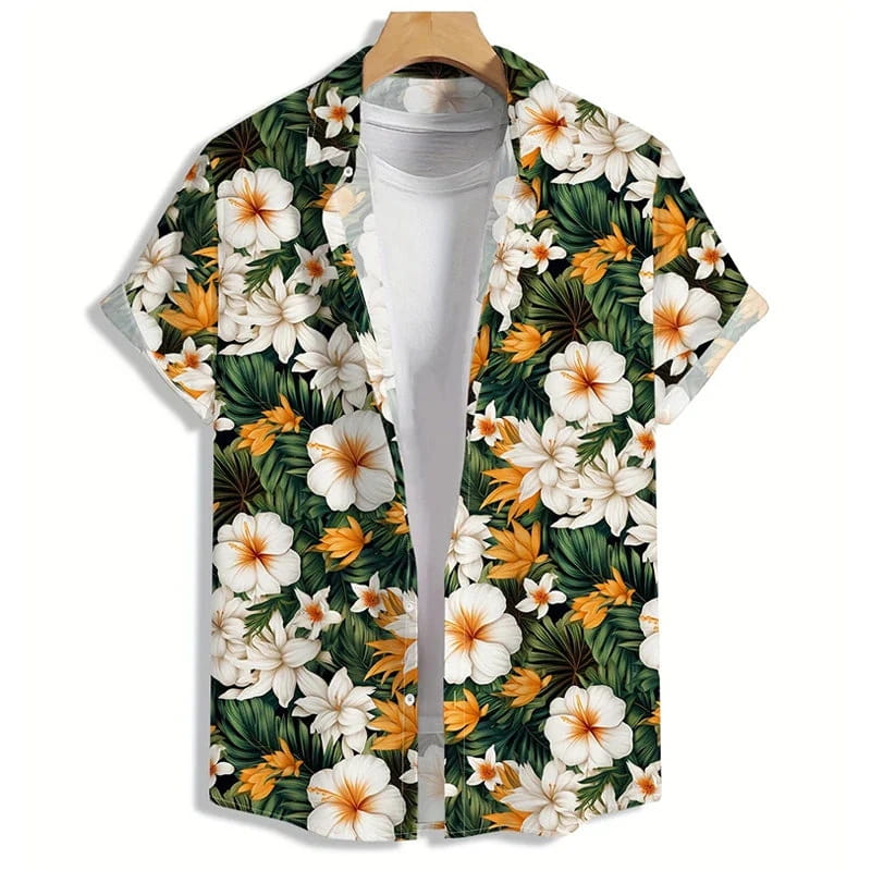 Randy Tropical Floral Button-Up Shirt – Lightweight Summer Shirt