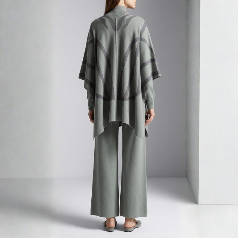 Eleine Women’s Knit Lounge Set – Viscose-Blend Sweater, Cardigan & Wide-Leg Pants