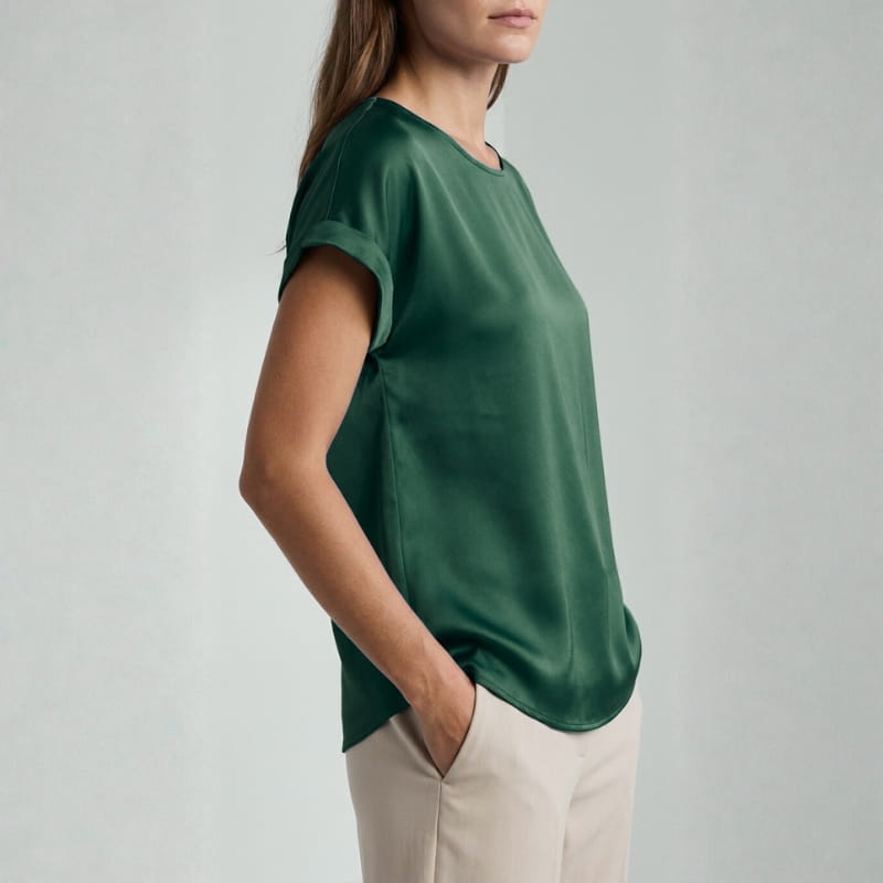 Elara Satin - Elegant V-Neck Blouse