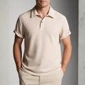 Evans Waffle Knit Polo Shirt – Breathable Short Sleeve Smart Casual Top
