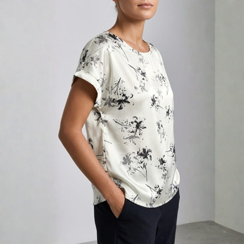 Elara Satin - Elegant V-Neck Blouse
