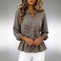 Luciana Peplum Button-Down Top – Flattering Lightweight Casual Blouse