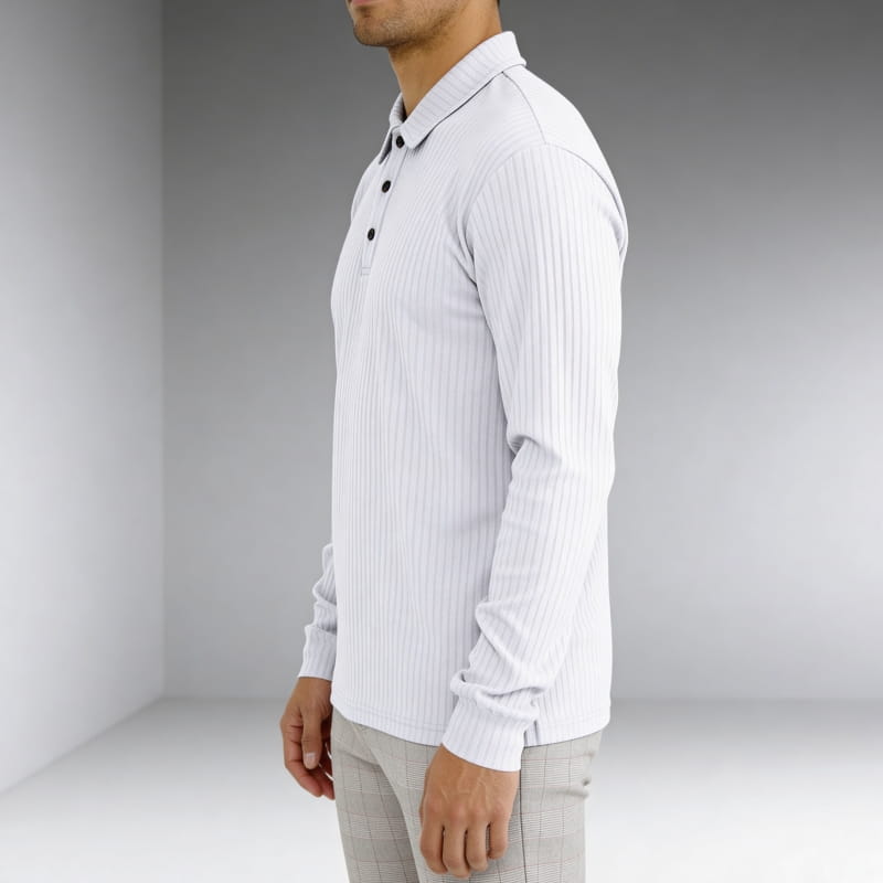 Martiano Ribbed Knit Polo Shirt – Soft Stretch Tailored Casual Pullover