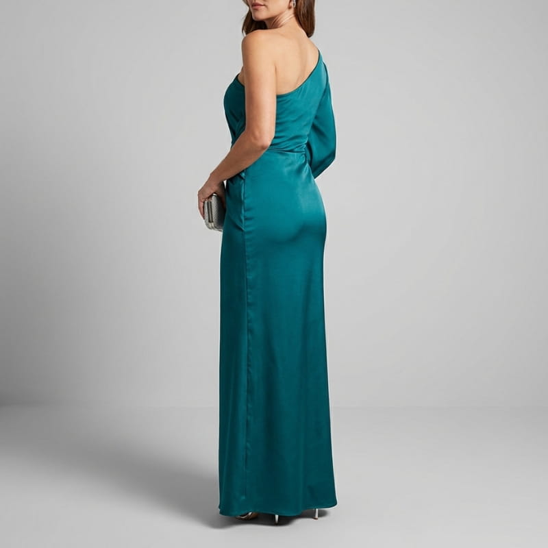 Olivia Satin One-Shoulder Maxi Dress – Elegant Evening Wear