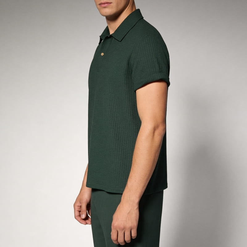 Evans Waffle Knit Polo Shirt – Breathable Short Sleeve Smart Casual Top