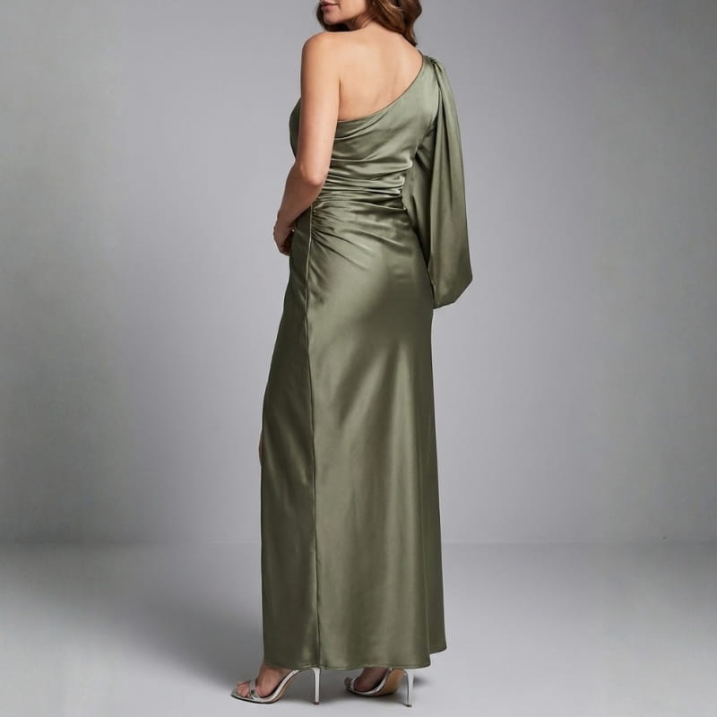 Olivia Satin One-Shoulder Maxi Dress – Elegant Evening Wear