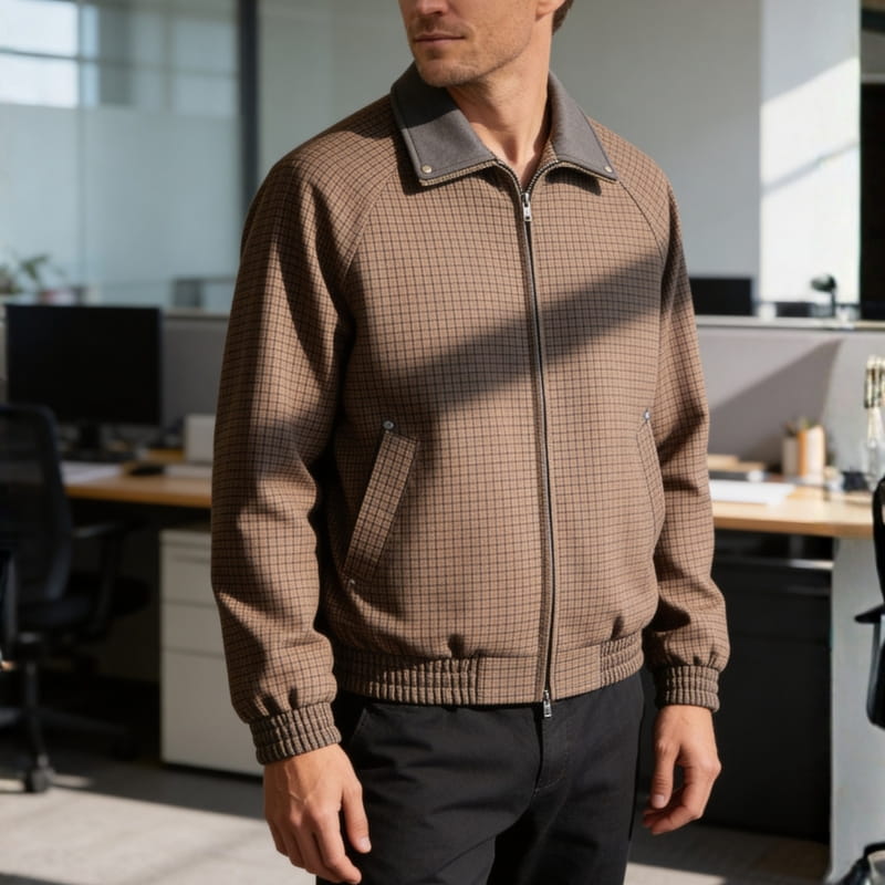 Kevin Cotton Blend Zip Jacket – Tailored Lightweight Sport Coat