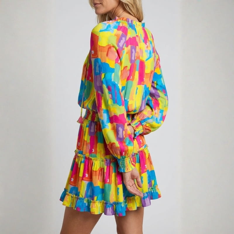 Paloma V Neck Ruffle Mini Dress – Flowy Summer Dress