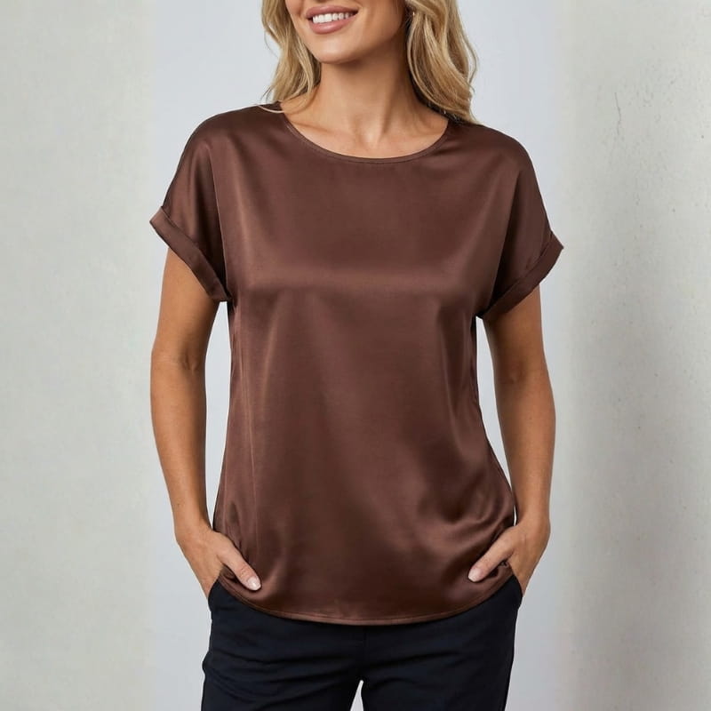 Elara Satin - Elegant V-Neck Blouse