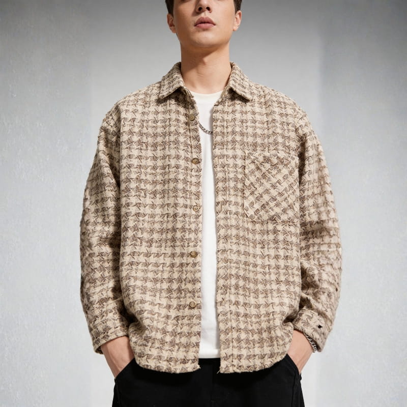 Kendrick Plaid Shirt Jacket – Textured Cotton Lightweight Layer
