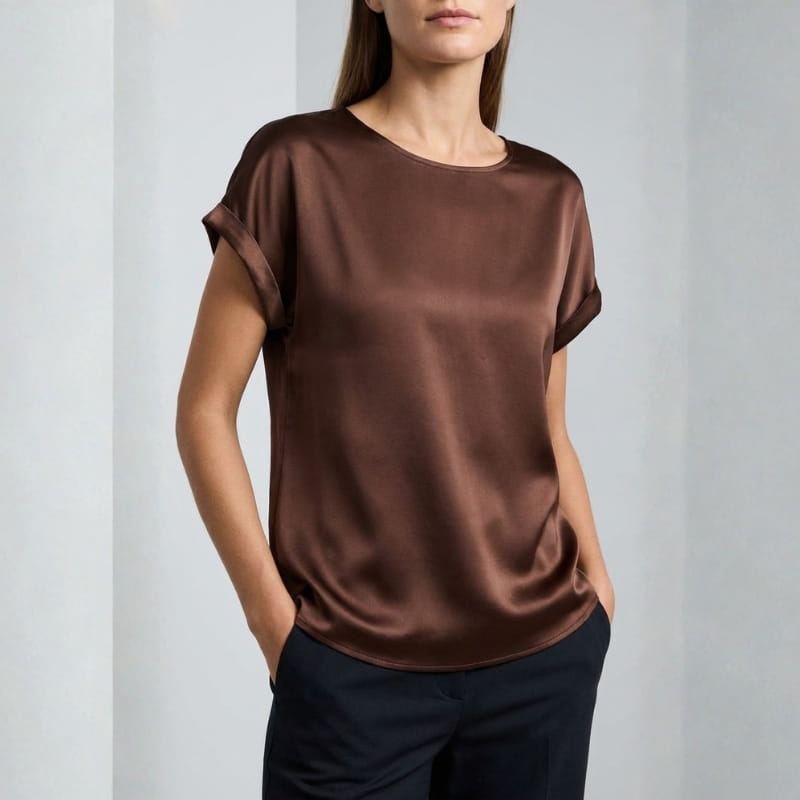 Elara Satin - Elegant V-Neck Blouse