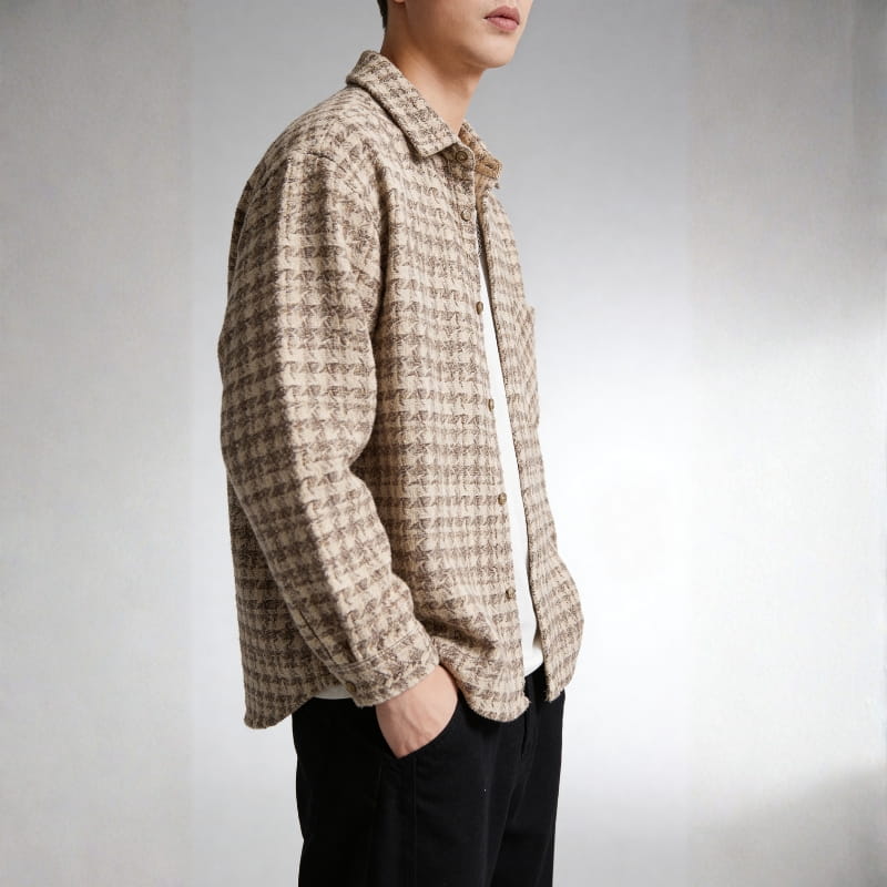 Kendrick Plaid Shirt Jacket – Textured Cotton Lightweight Layer