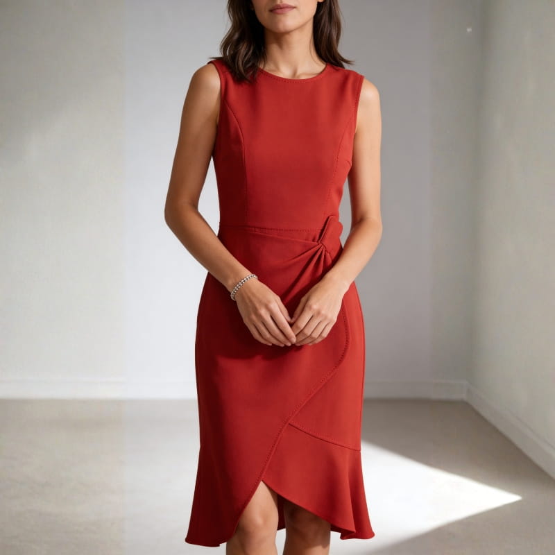 Ashley Premium Stretch Cocktail Dress – Elegant Sleeveless Fit Midi Dress