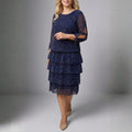 Emelyn Polka Dot Ruffle Dress – Tiered Midi with Tie Sleeve Detail