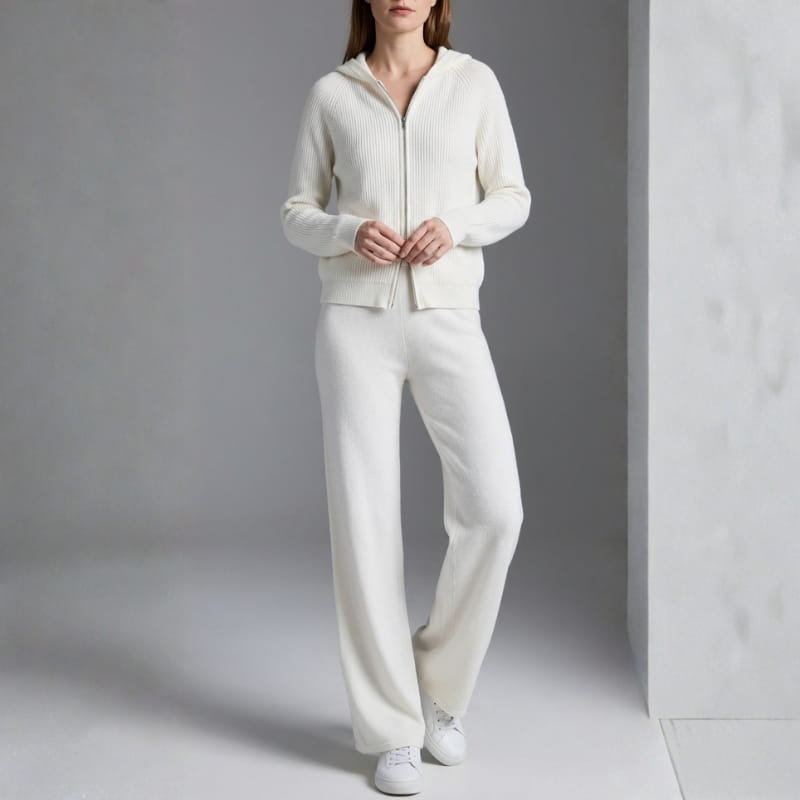 Vienna Valentina Women's 2 Piece Loungewear Set – Hooded Sweater and Wide Leg Pants