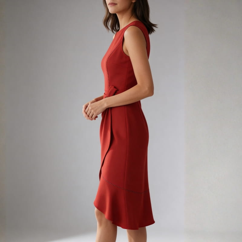 Ashley Premium Stretch Cocktail Dress – Elegant Sleeveless Fit Midi Dress