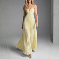 Mariah Pleated Sunrise Maxi Dress – Lightweight Chiffon Evening Wear