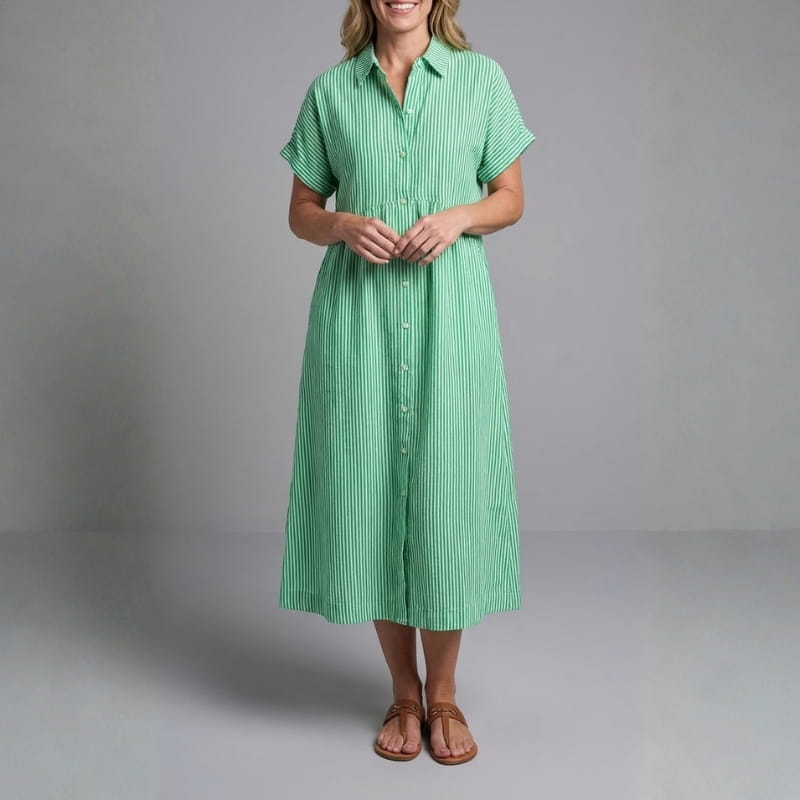 Emilia Women's Full Length Maxi Shirt Dress – Lightweight Breathable Style