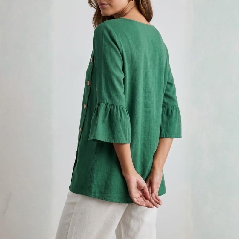 Carisa Linen Button Blouse – Lightweight Breathable Everyday Top