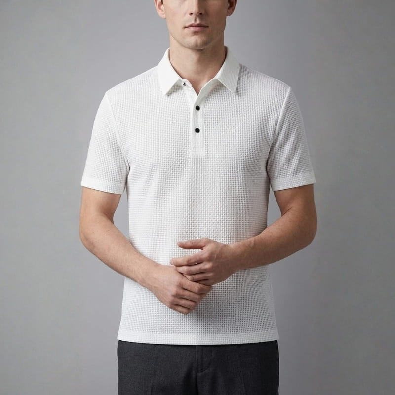 Steven Modern Performance Textured Polo – Breathable Stretch Comfort Shirt