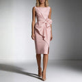 Anna Soft-Touch Sheath Midi Dress – Sculpted Bow Detail Silhouette