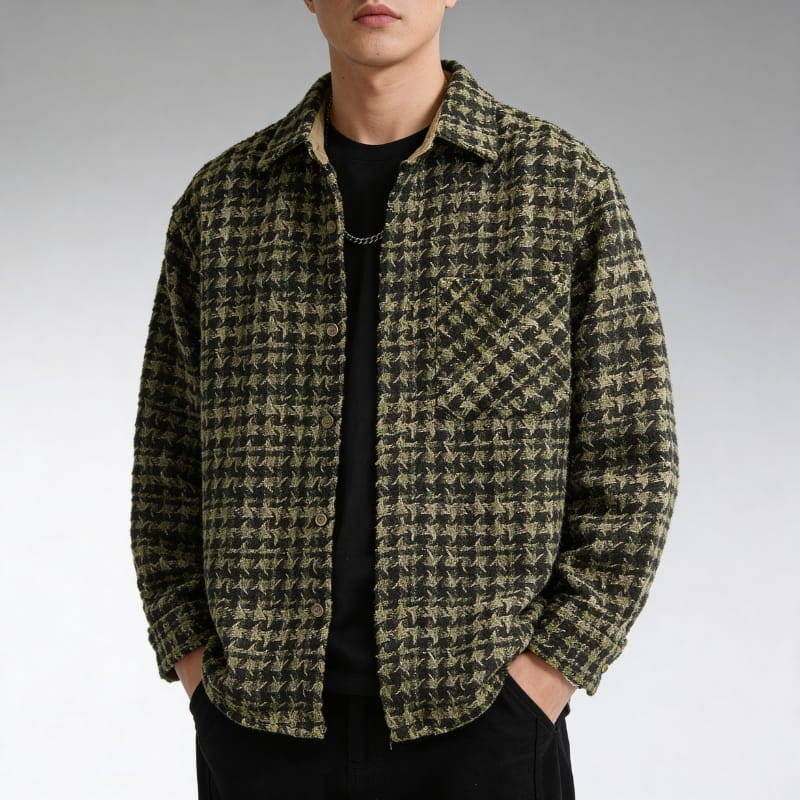 Kendrick Plaid Shirt Jacket – Textured Cotton Lightweight Layer