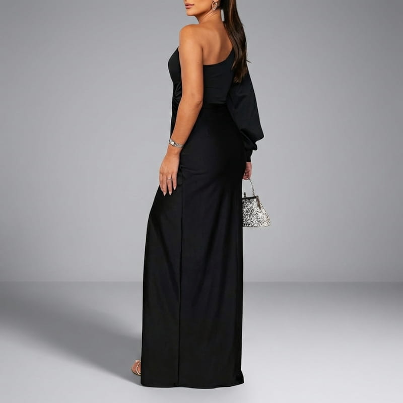 Olivia Satin One-Shoulder Maxi Dress – Elegant Evening Wear