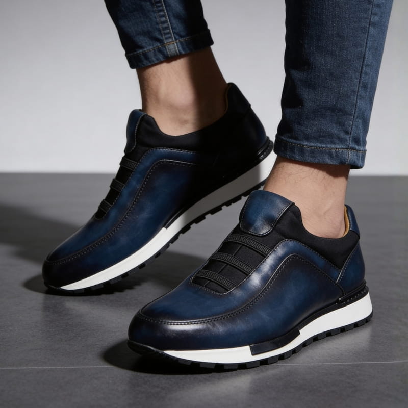 Hayden Genuine Leather Sneakers – Cushioned Streamlined Casual Lace-Up Shoes