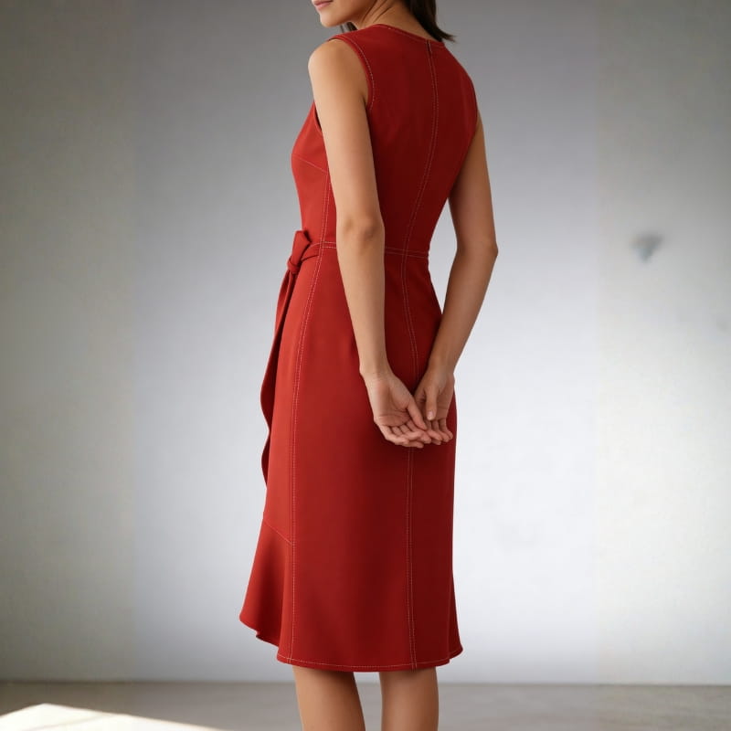 Ashley Premium Stretch Cocktail Dress – Elegant Sleeveless Fit Midi Dress