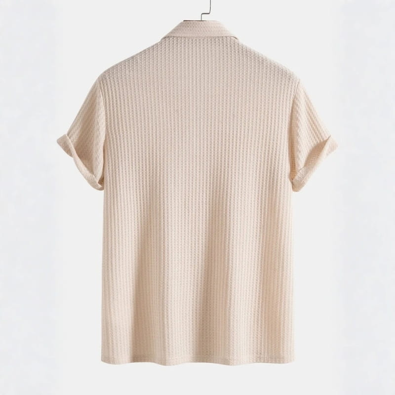 Evans Waffle Knit Polo Shirt – Breathable Short Sleeve Smart Casual Top