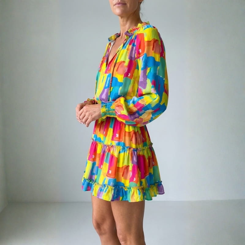 Paloma V Neck Ruffle Mini Dress – Flowy Summer Dress