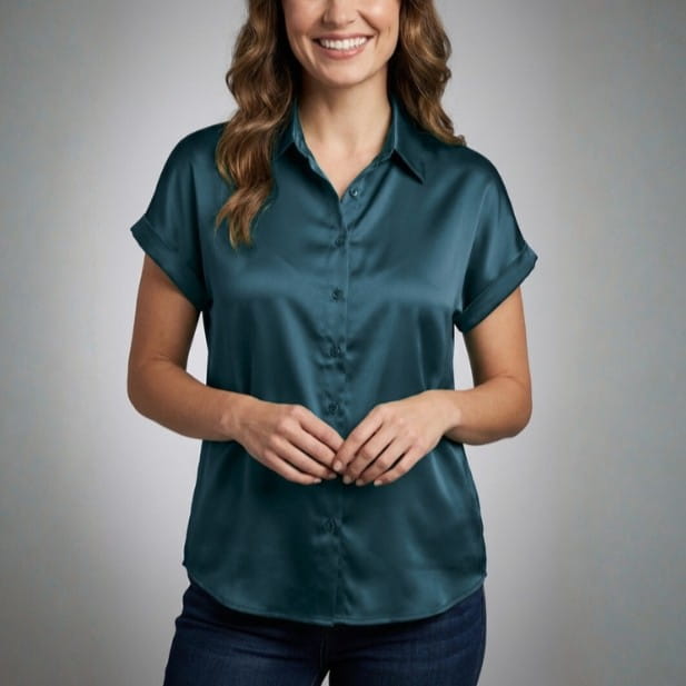 Seraphina Luxe: Premium Silk-Finish Satin Blouse